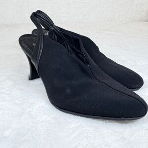 Thierry Rabotin Black Slingback Heels Made in Italy Size 34.5 or 4.5 womens